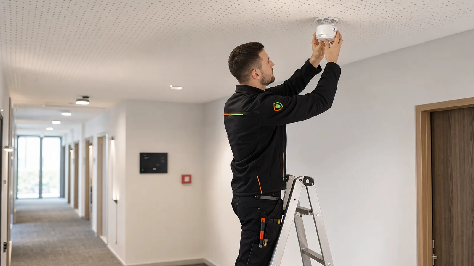AJAX EN54 Fire Hub an der Rezeption eines Hotels