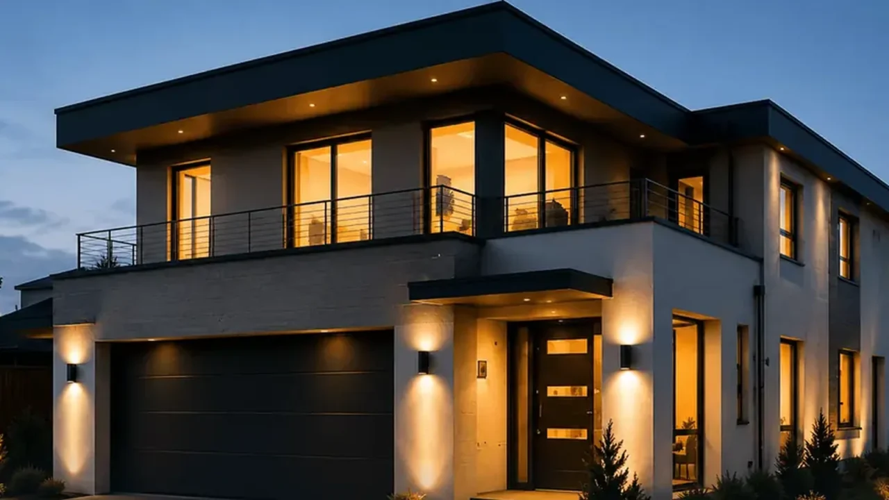 Modernes Wohnhaus als Symbol fuer transparente Alarmanlagen Kosten ohne starres Abo