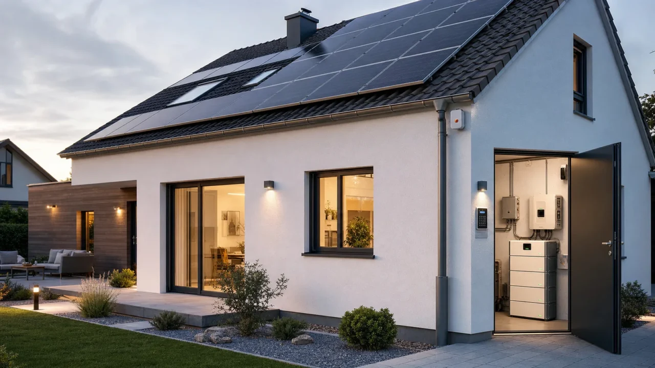 Wohnhaus mit Photovoltaik, Alarmanlage und geplanter Notstromversorgung