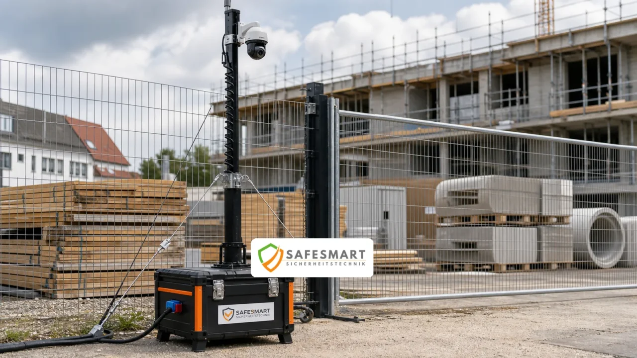 Mobile Videoüberwachung mit Kameramast für Gewerbe und Außenflächen