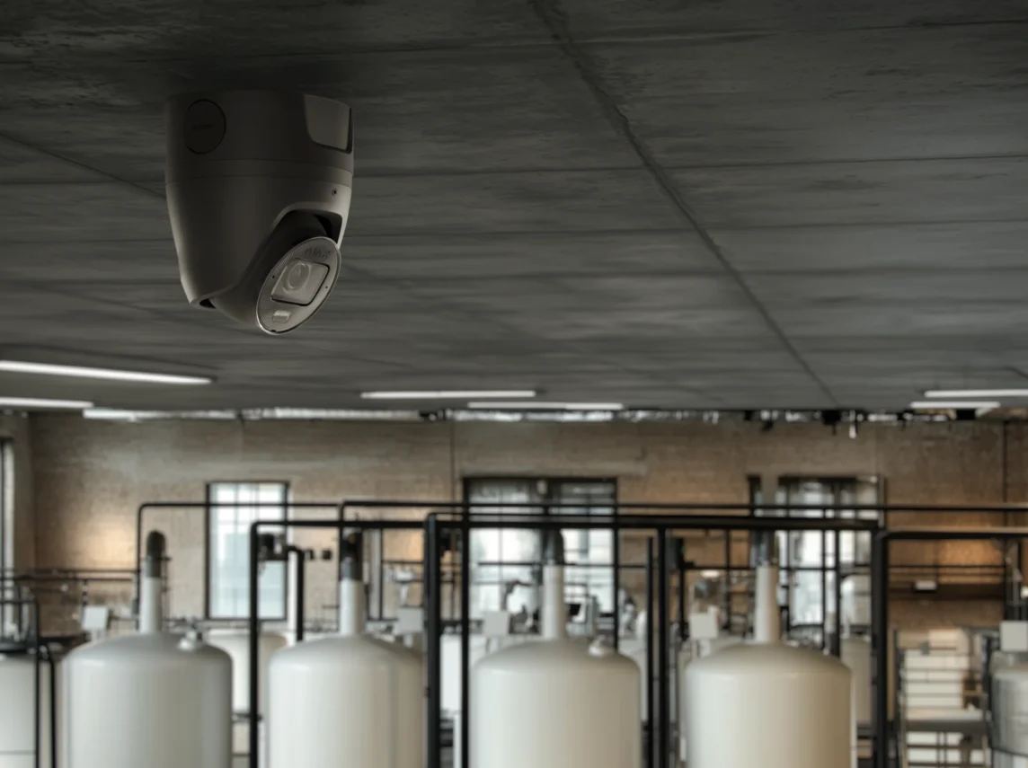 Originale AJAX Superior TurretCam in einer gewerblichen Halle