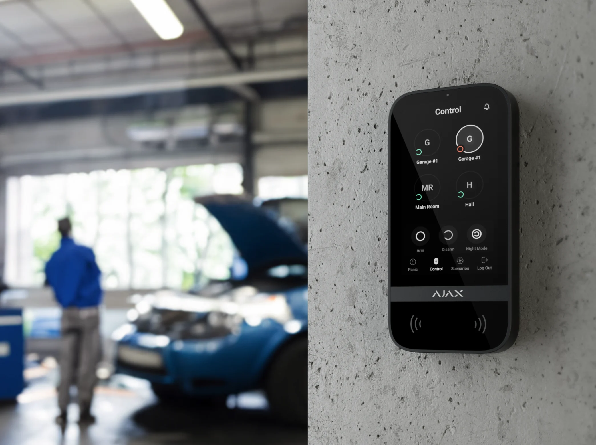 AJAX Superior KeyPad TouchScreen G3 in einem Kfz-Betrieb