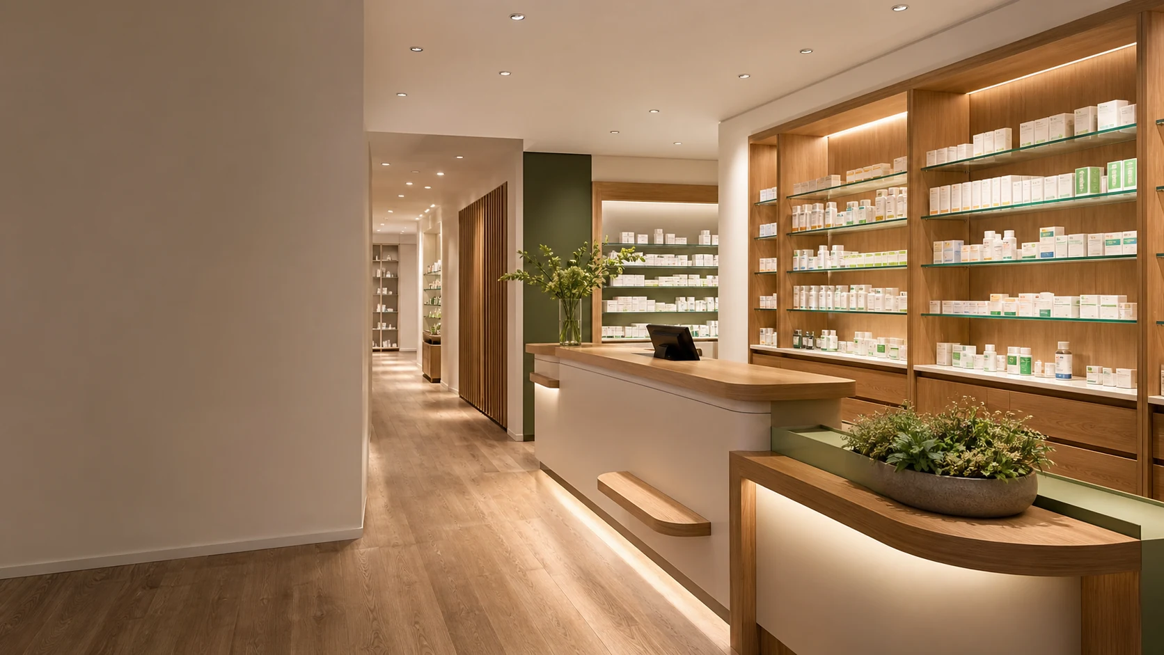 Alarmanlage für Apotheken in einem modernen Verkaufsraum planen