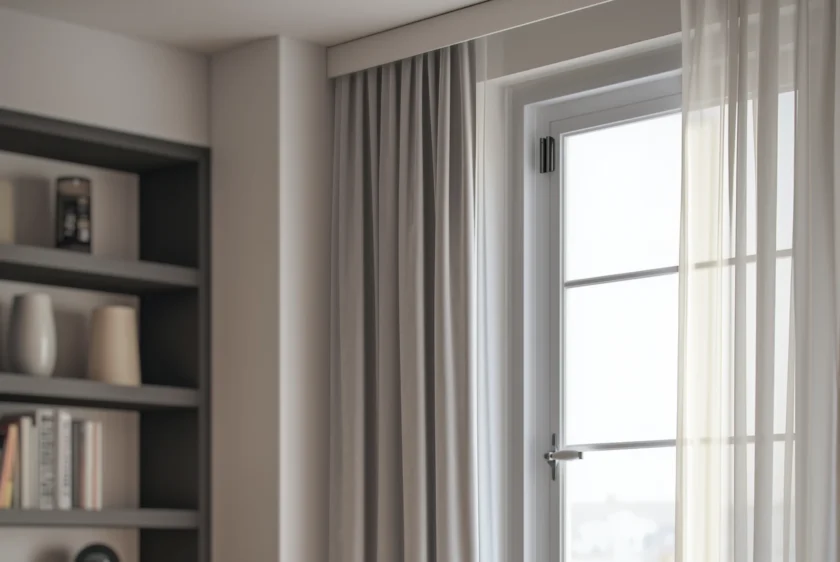 Originaler AJAX DoorProtect Jeweller an einem Fenster in einer hellen Wohnumgebung